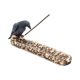 Black Raven Perched On A Skull Incense Stick Holder 25cm Nemesis Now NEM2836 front side