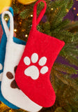 Red White Pet Paw Mini Stocking Felt Wool Hanging Decoration
