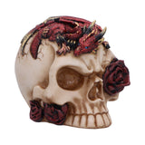 Side of Rose Flame Decorative Skull With Sleeping Red Dragon Nemesis Now U7070B25