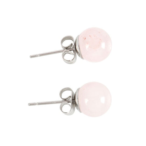 Rose Quartz Crystal Stud Earrings on Sterling Silver Posts