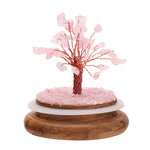 Rose Quartz Gemstone Tree of Life in Glass Dome