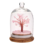 Rose Quartz Gemstone Tree of Life in Glass Dome