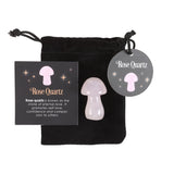 Rose Quartz Magical Polished Crystal Mushroom with Pouch and Card