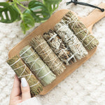 Sage Smudge Stick Variety Set of 6 Bundles. Cedar Sage, Eucalyptus Blue, Sage Yerba, Santa, White Sage and Rosemary