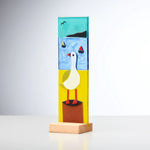 Sienna Glass Seagull standing Plaque in Wooden Holder