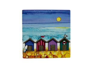 The Milford Collection Seaside Beach Hut Cabins Ceramic Coaster