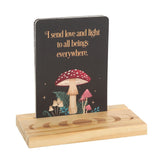 Set of 10 Affirmation Cards with Wooden Stand card on display