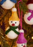 Namaste Fairly Traded Set of 6 Mini Hanging Felt Wool Snowmen Decorations