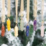 On display Set of 7 Hanging Crystal Gemstone Tree Decorations Boxed