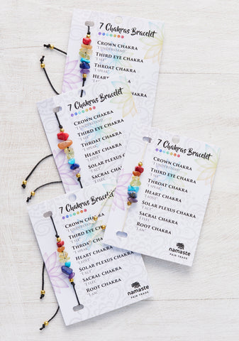 Chakra Gemstone Adjustable Chip Bracelet On Card