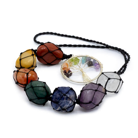 Seven Chakra Stone Hanging Glass All Seeing Tree of Life