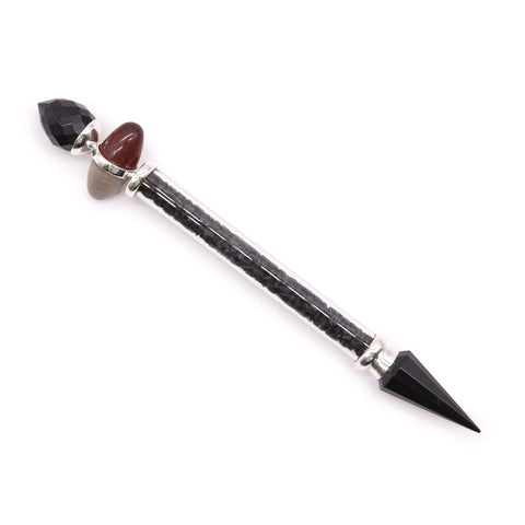 Shiva Lingam Black Tourmaline and Agate - Protection Stone Crystal