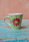 Shyla Hand Painted Ceramic Espresso Cup Namaste Green