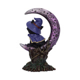 Side on of Grimalkin Witches Familiar Black Cat and Crescent Moon Figurine Nemesis Now