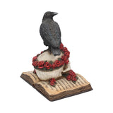 Side back of Heartaches Reflection Raven Skull Rose Gothic Skull Ornament Nemesis Now C0748C4