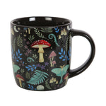 Dark Forest Print Luna Moth Toadstools Flora and Fauna Ceramic Mug