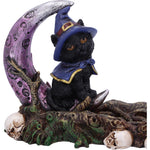 Grimalkin Witches Familiar Black Cat and Crescent Moon Incense Burner Holder