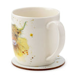 Handle Jan Pashley Highland Coo Cow Porcelain Mug and Coaster Set