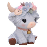 Side of Magnolia Grey Flower Highland Cow Figurine The Moo Crew by Nemesis Now B7446A26