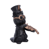 Side on Music Meowstro Steampunk Black Cat Playing Violin Figurine Nemesis Now U7603B26