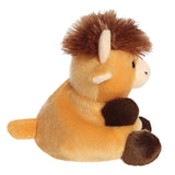 Side of Palm Pals Hubert Highland Cow Soft Plush Toy Aurora World Brown