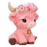 Side Primrose Pink Flower Highland Cow Figurine Nemesis Now B7445A26