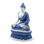 Thai Buddha Lotus White and Blue Gold Resin Ornament