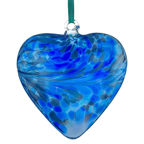 Sienna Glass Blue Friendship Heart 8cm on ribbon