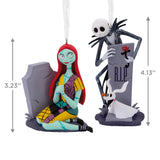 Size Guide Disney The Nightmare Before Christmas Set of 2 Jack with Zero and Sally Ornaments 