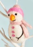 Snowman With Hat & Scarf Fair Trade Natural Wool Felt