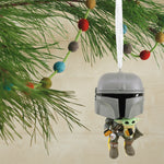 Disney Star Wars The Mandalorian with Grogu Hallmark Hanging Ornament Decoration on Christmas Tree
