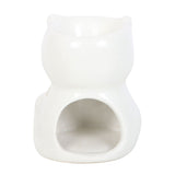 Back White Happy Cat Ceramic Oil Warmer Wax Melter Burner Tealight opening