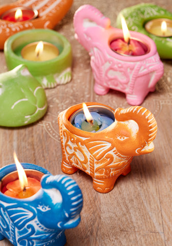 Terracotta Elephant Tealight Holder Fair Trade