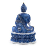 Thai Buddha Lotus White and Blue Resin Ornament Back