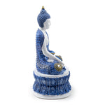 Thai Buddha Lotus White and Blue Resin Ornament