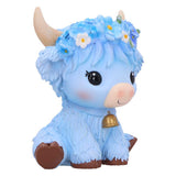 Side Bluebell Blue Flower Highland Cow Figurine Nemesis Now B7444A26