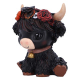 Dahlia Black Flower Highland Cow Figurine Nemesis Now B7447A26 Side