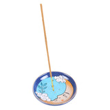 The Moon Celestial Ceramic Incense Holder Dish Display with stick in the centre