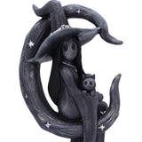 Top close up Little Souls Glow Figurine Witch and Cat in Crooked Crescent Moon