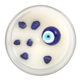 All Seeing Eye White Sage Crystal Chip Protection Paraffin Candle Top