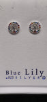 Tree of Life CZ Stones Sterling Silver Pair Stud Earrings