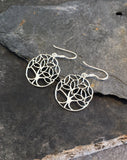 Wavy Tree of Life Sterling Silver Pair Hook Earrings