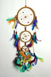 Triple Brown Dreamcatcher Rainbow Feathers