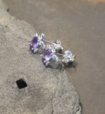 Turtle Sterling Silver Amethyst Purple CZ Stud Earrings