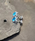 Turtle Sterling Silver Aqua Blue CZ Stud Earrings