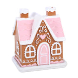 Two Chimney Pink Gingerbread House Cone Burner front