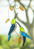 Two Hummingbirds On Branch Resin Suncatcher Namaste