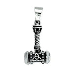 Viking Thor's Hammer with Trinity Pendant on Silver Necklace