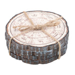 Wheel of the Year Wooden 4 Coaster Set wrapped in string