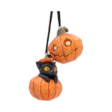 Whisper Wood Set of 2 Pumpkin and Patch Halloween Hanging Ornaments
